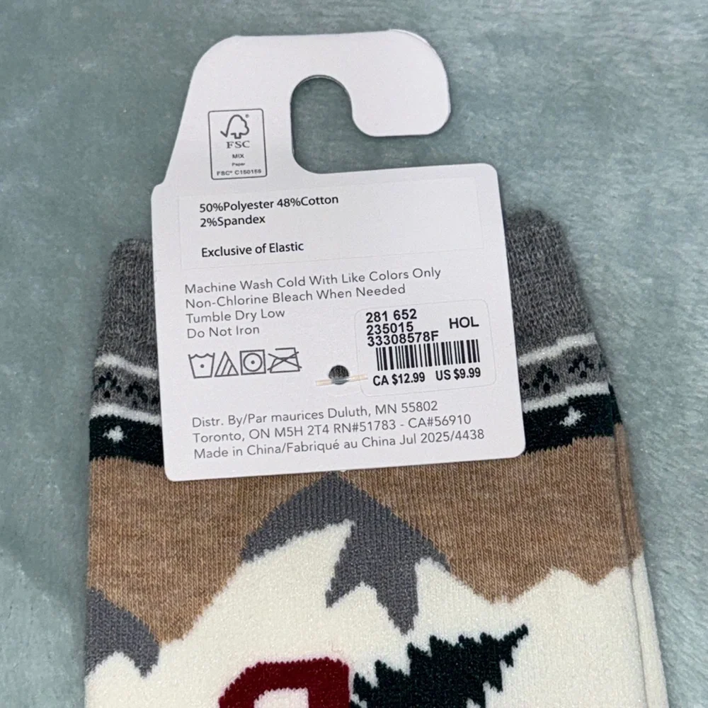 Maurices Gray and Red Patterned Crew Socks